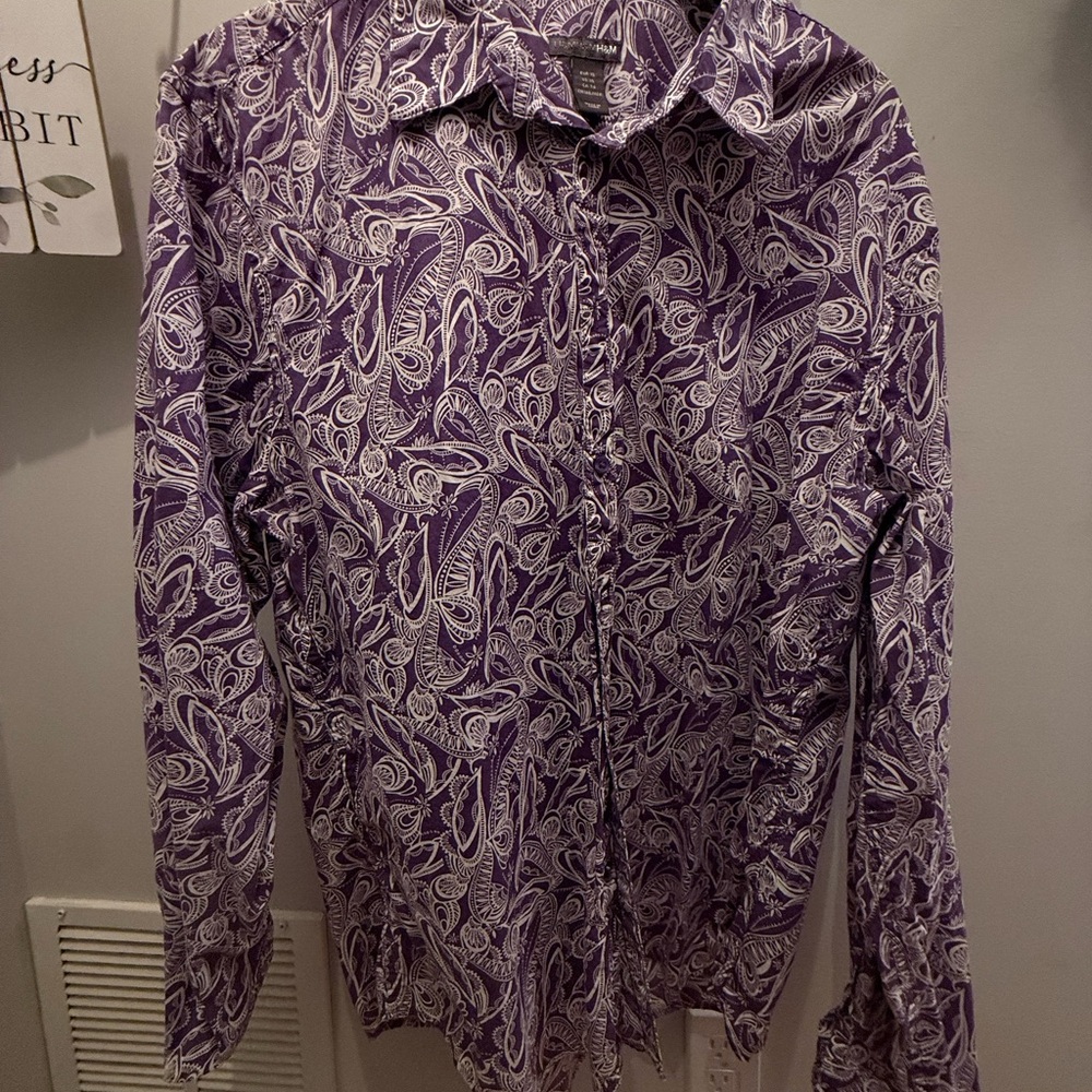 H&M Purple and White Paisley Shirt